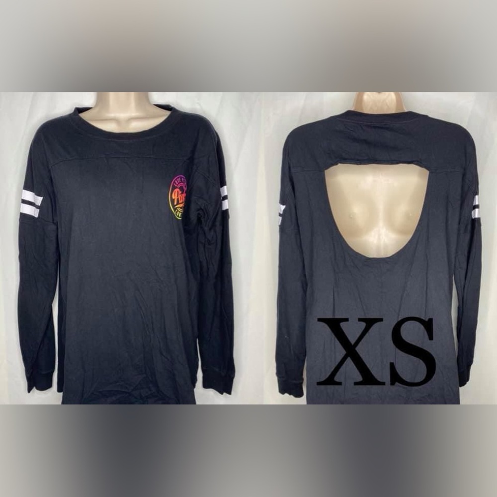 Black Victoria Secret PINK Open Back Long Sleeve Tee